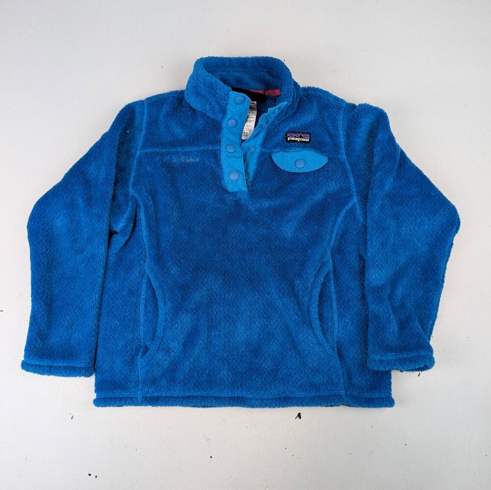Patagonia Girl's XS (5-6) Bright Blue Fleece Pullover - READ